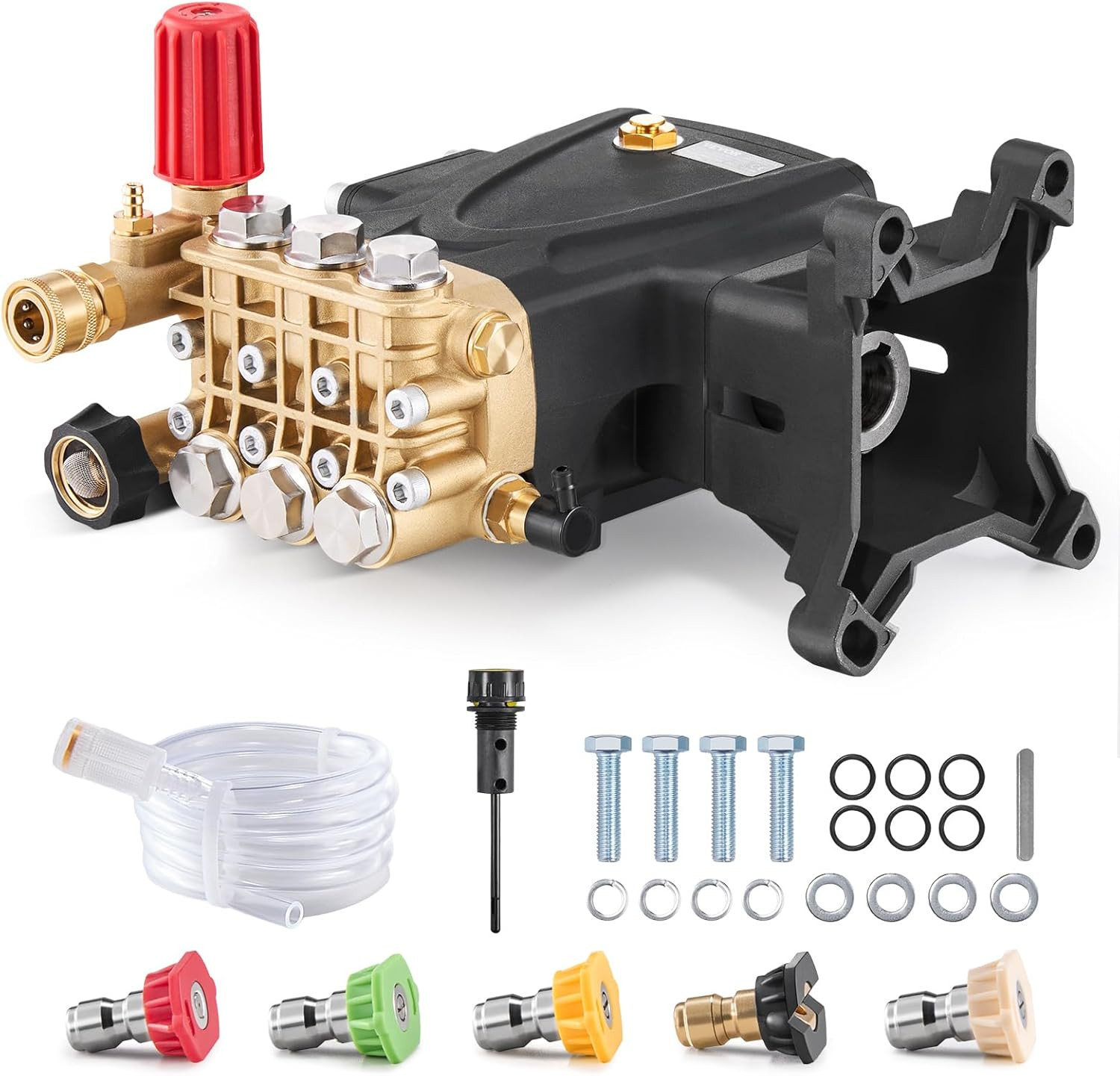 High-Pressure Washer Pump 4000 PSI, 4.0 GPM, 1″ Shaft, 5 Nozzles Included