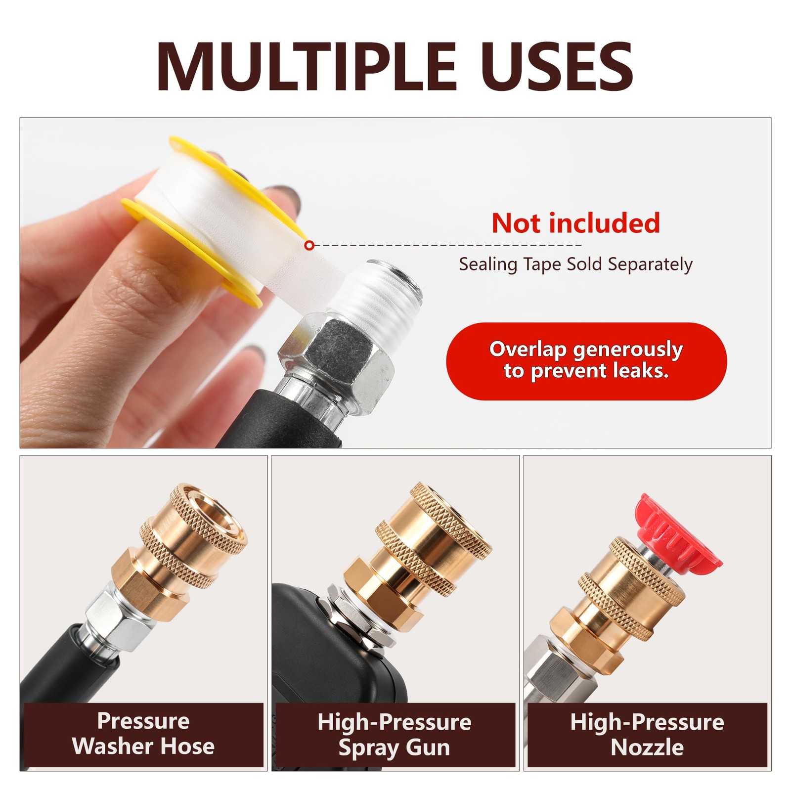 3 Pack Brass Pressure Washer Quick Connect Coupler 1/4 Inch Female NPT