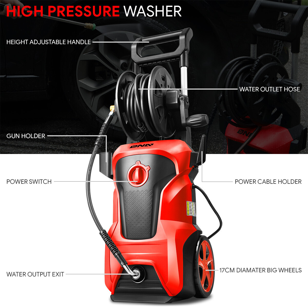 Portable High-Pressure Electric Power Cleaner Washer Machine 2176 PSI 2.4 GPM
