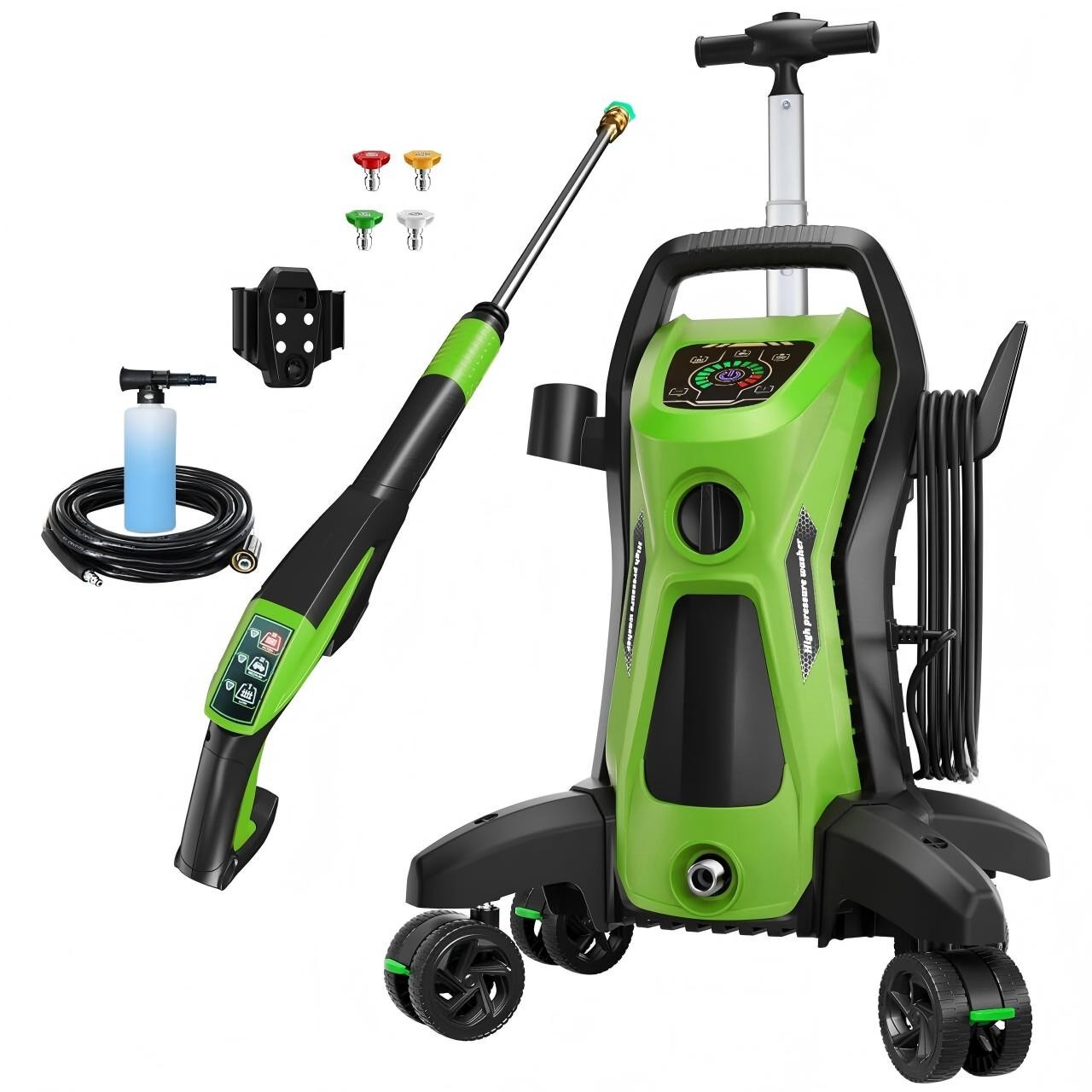 Pressure Washer 4500PSI 3.9GPM, 15-Level Touch, 4 Wheels, 4 Nozzles, for Car