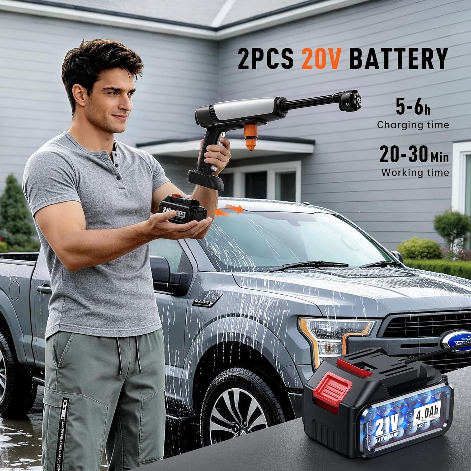 Cordless Pressure Washer for M Battery, Portable Cordless Power Wash