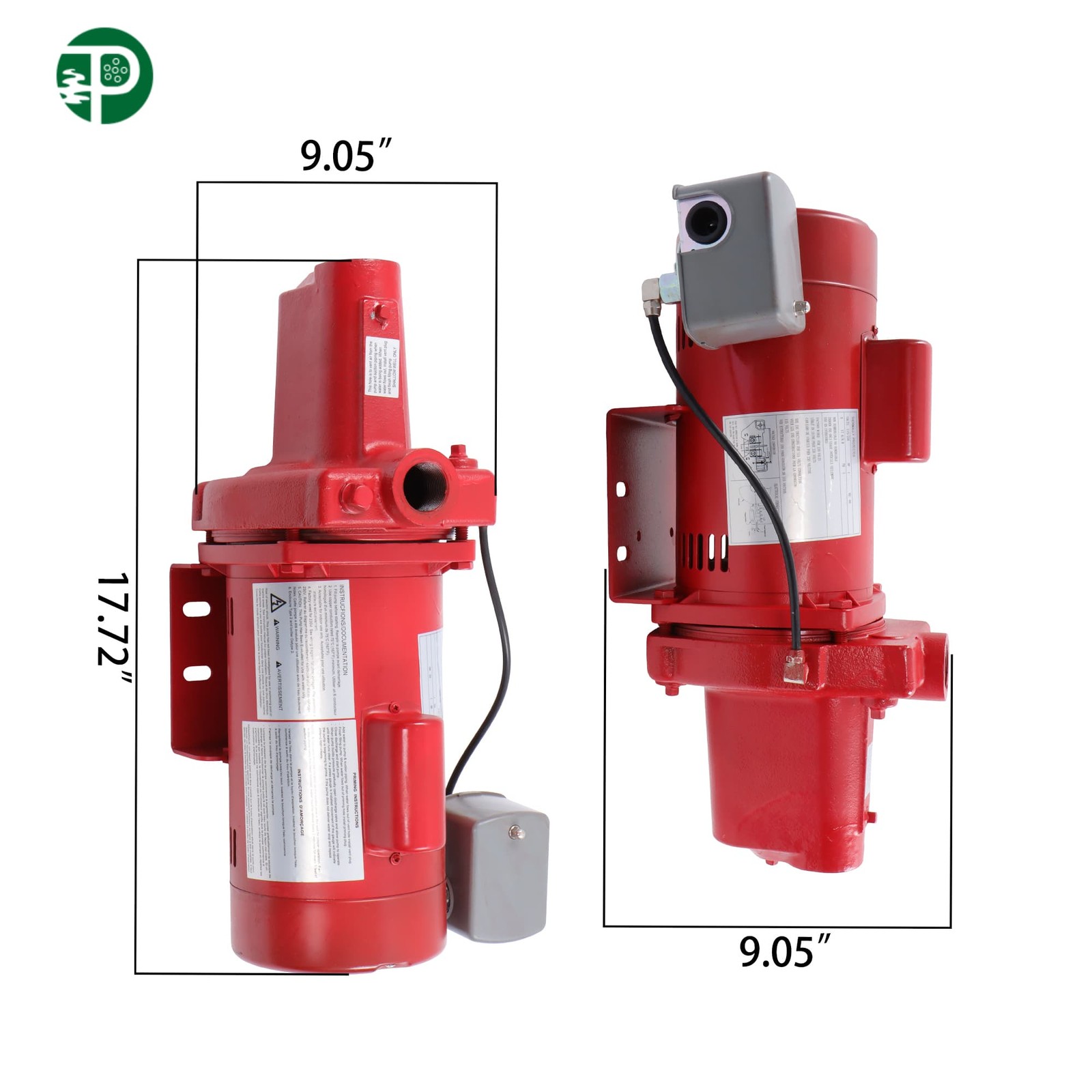Shallow Well Jet Pump Cast Iron 1 HP 23 GPM Dual Voltage 115/230 Volt Red 602208