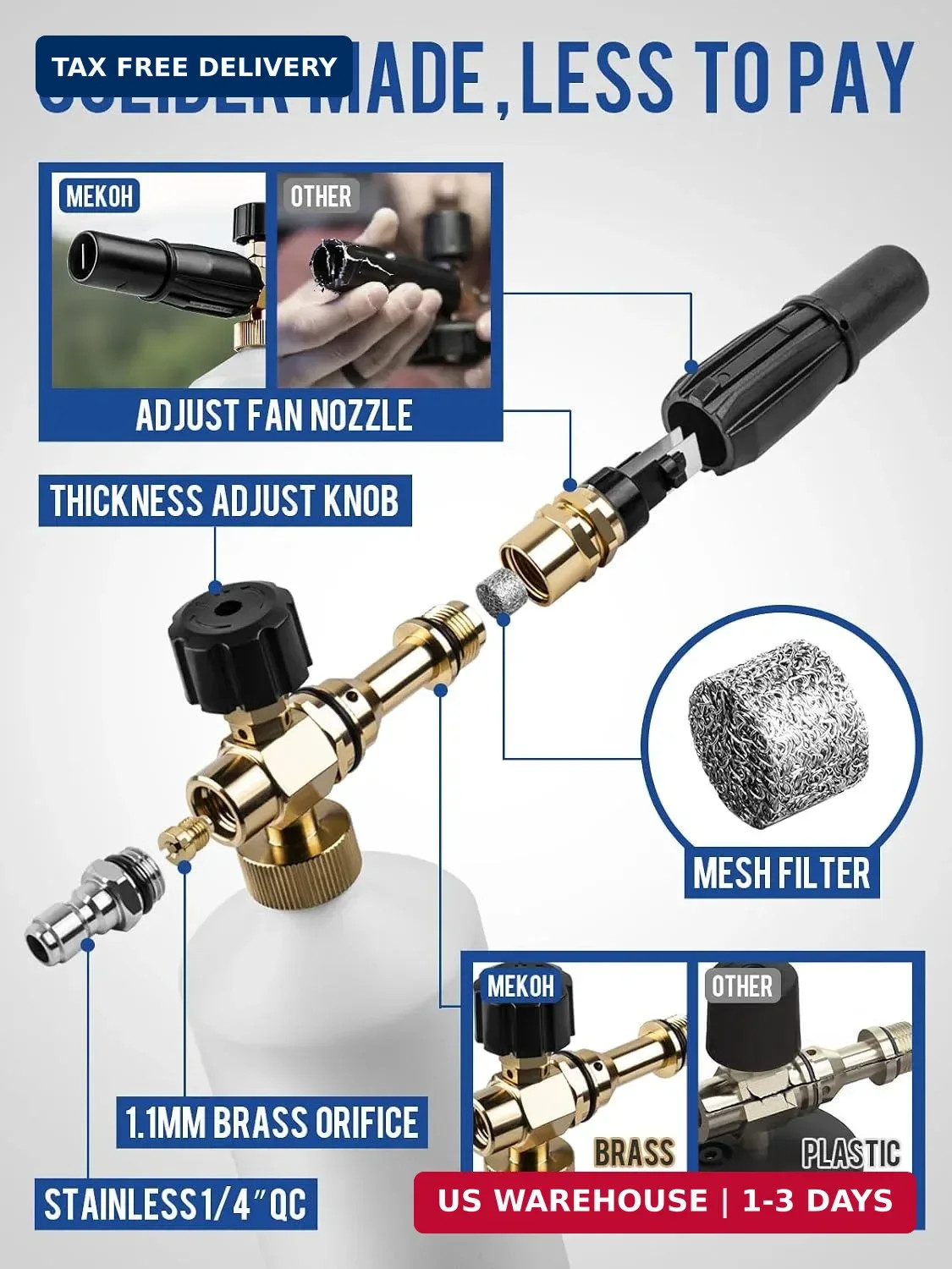 Foam Cannon for Pressure Washer, 4000psi Car Wash Foam Gun, 1 Liter Foam S