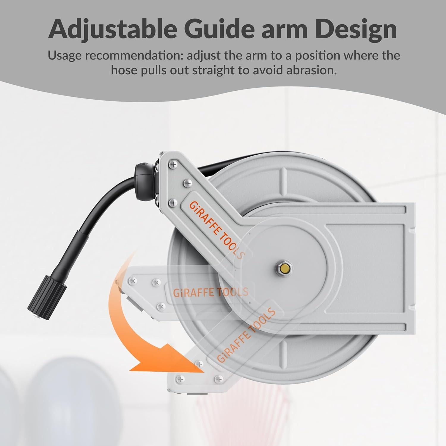Giraffe Tools Retractable Power Pressure Washer Hose Reel 1/4″ x 65 ft, 3200PSI