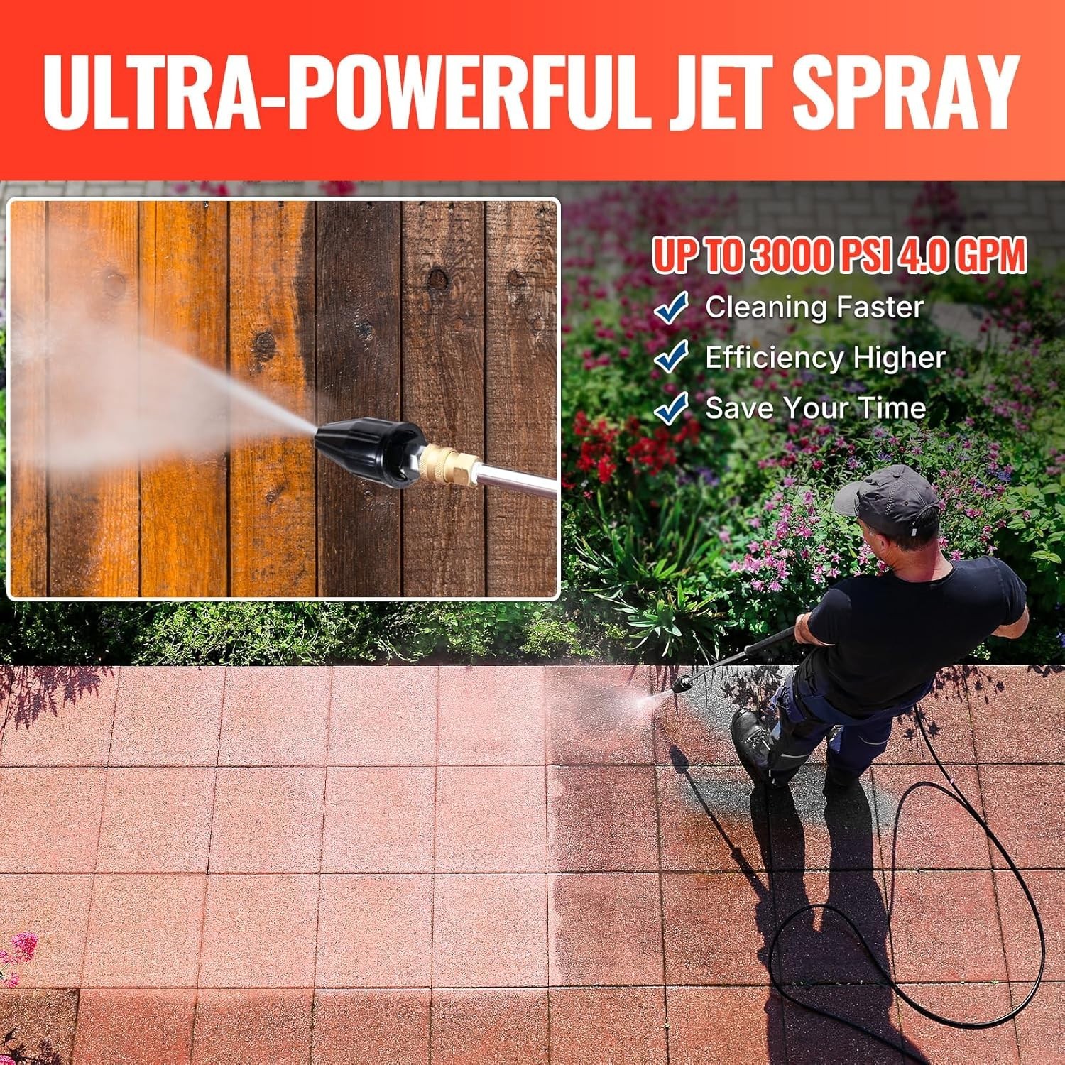 Stainless Steel Turbo Nozzle 4.0 GPM – 360° Rotating for Powerful Dirt Removal
