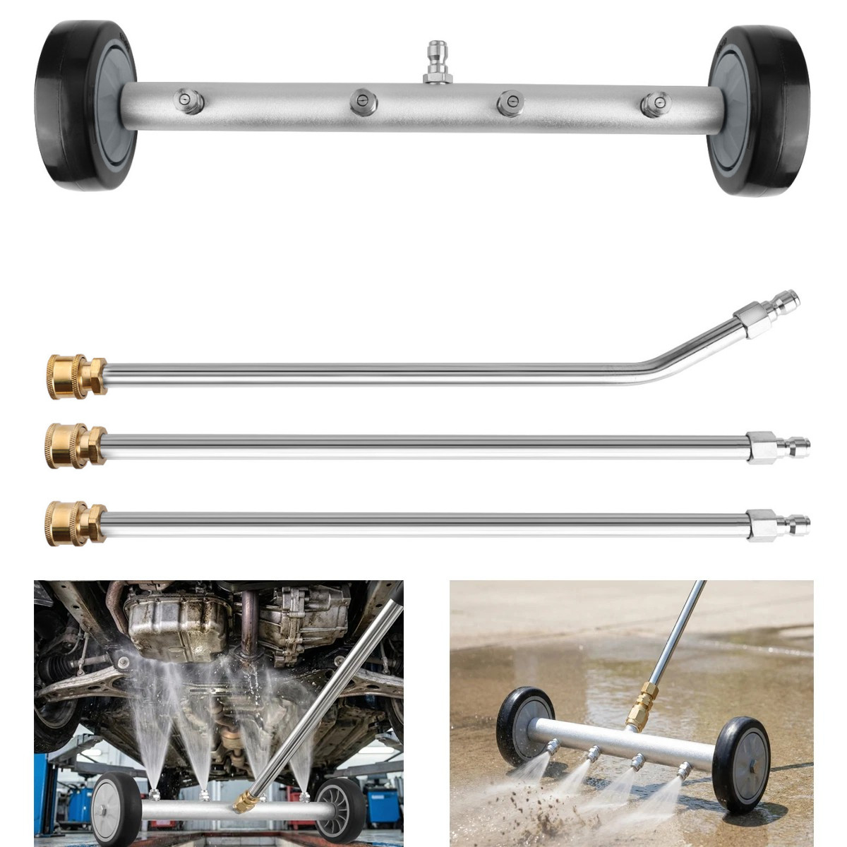4000PSI Under Car Pressure Washer Undercarriage Cleaner Underbody Wash Broom Set