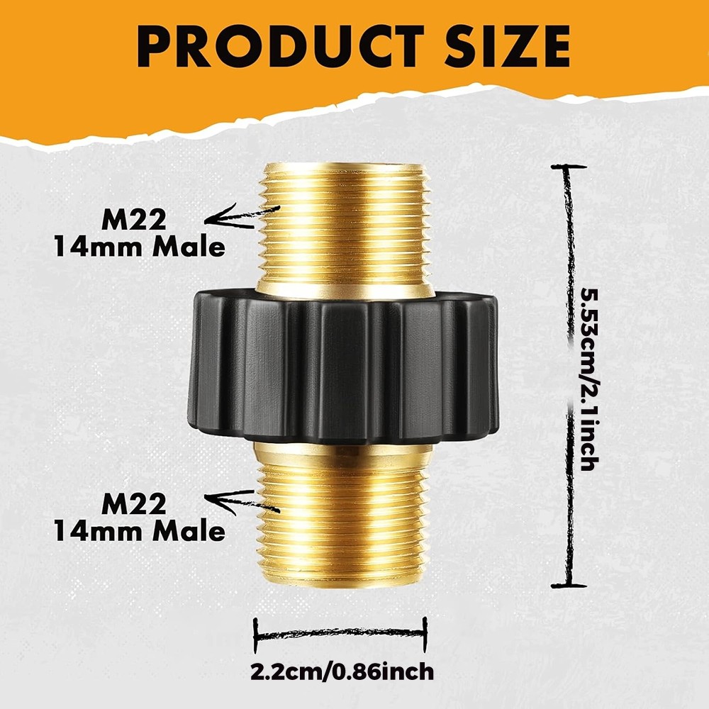 Brass Pressure Washer Connector Quick Connect Fitting M22-14mm Hose Adapter