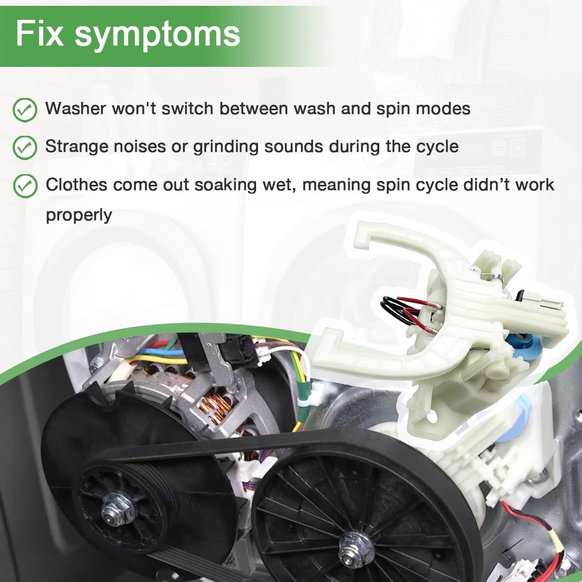 Washer Shift Actuator, Drive Belt, Clutch & Spring for GE Hotpoint Washers