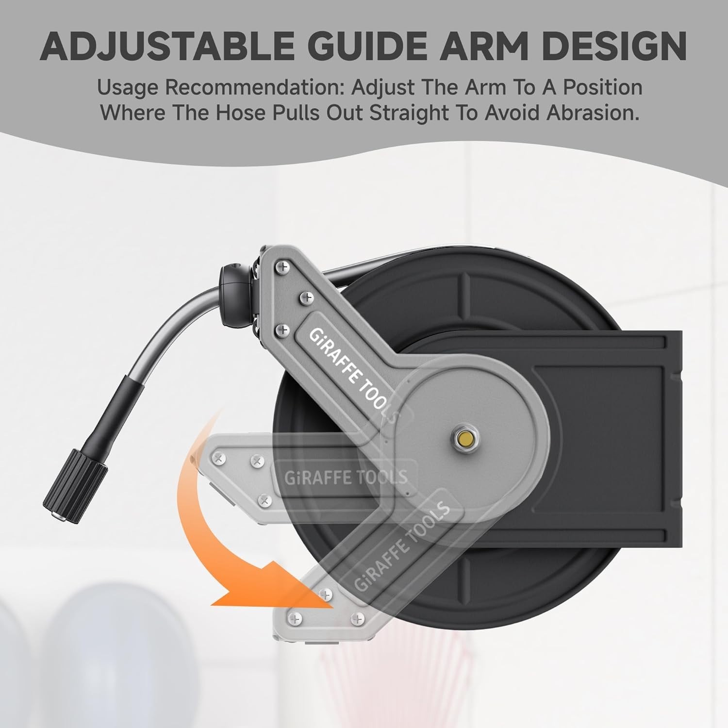 Giraffe Tools Pressure Washer Hose Reel 1/4″ x 60ft Retractable Hose, 4000 PSI