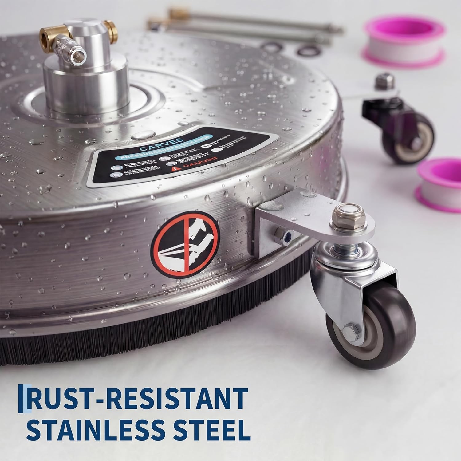 18″ Patio Pressure Washer Surface Cleaner with 4 Wheels Stainless Steel 4000 PSI