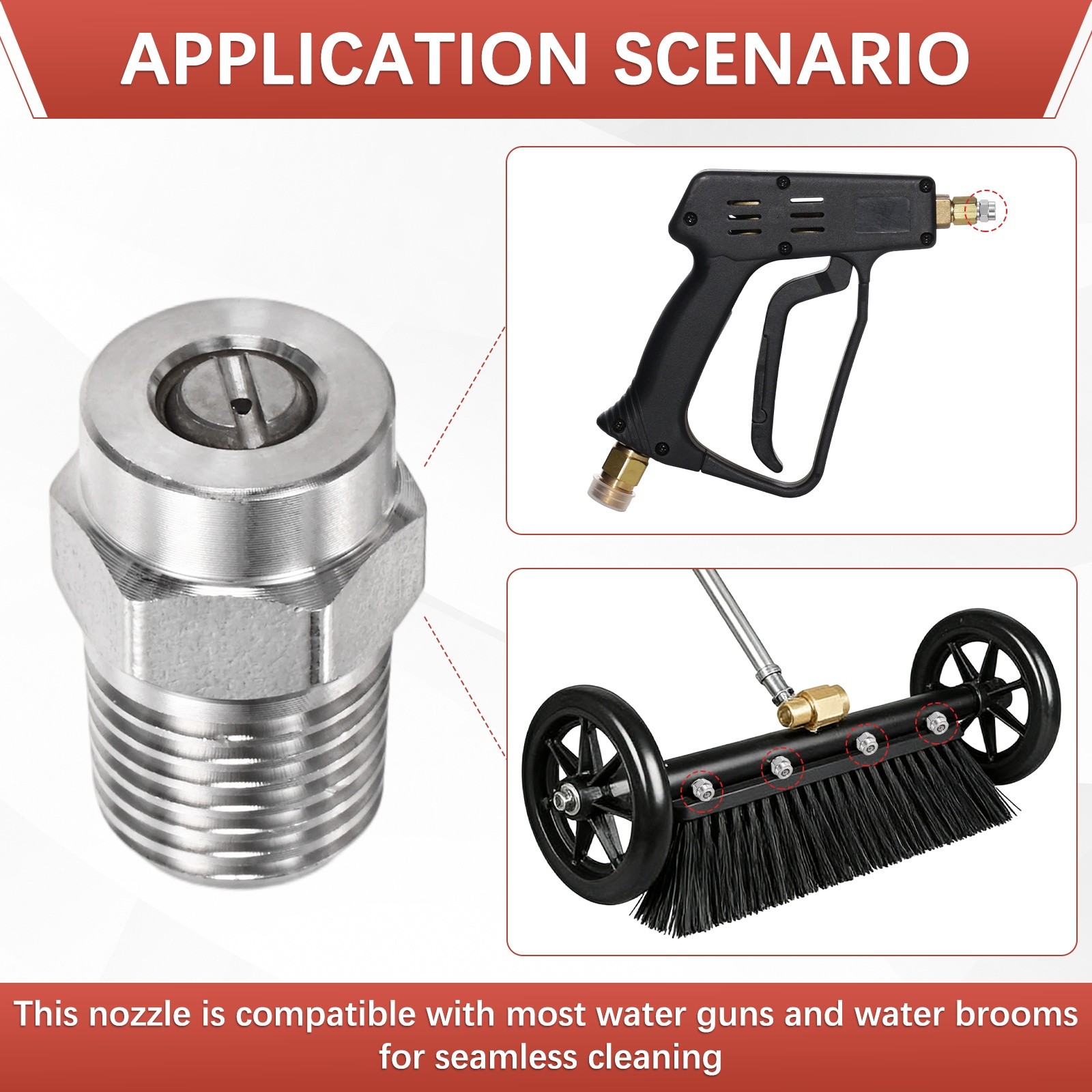 1/4″ NPT 15° Surface Cleaner Tip [4PCS] – Pressure Washer Nozzles [0.977MM Pore]