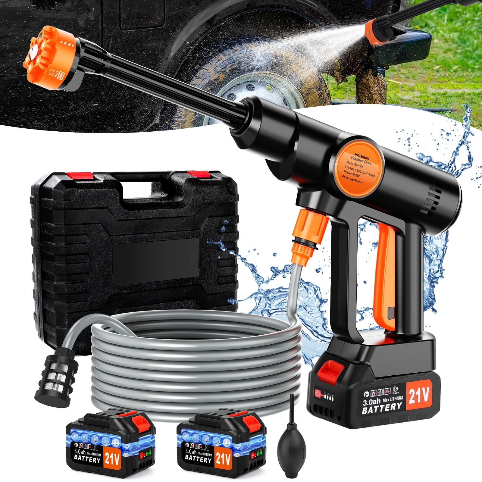 Cordless Pressure Washer Battery Powered, Portable Power Washer, Handheld Car