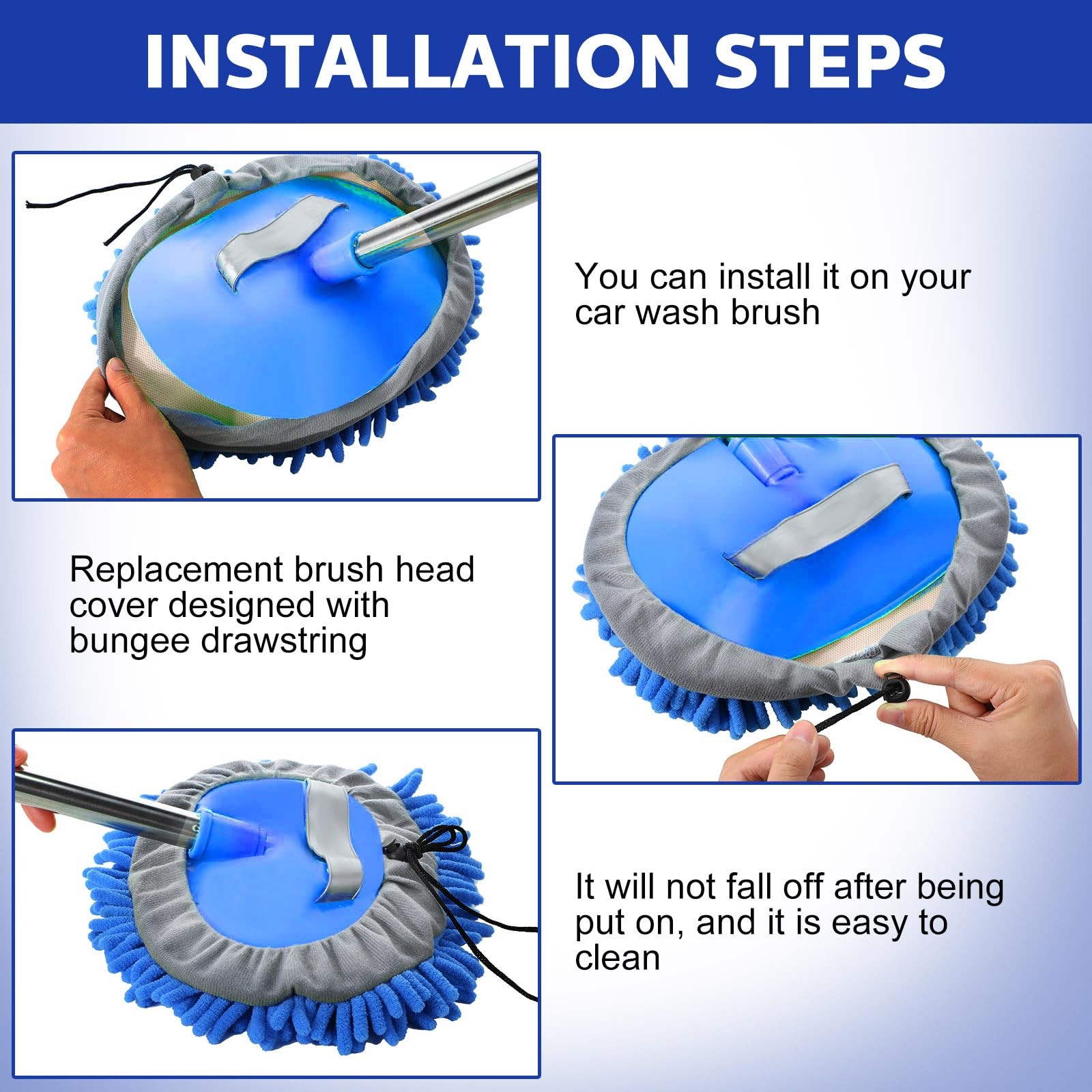 Layhit 5 Pcs Car Wash Mitt Set, Brush Not 9.84 x 6.69 inches, Royal Blue
