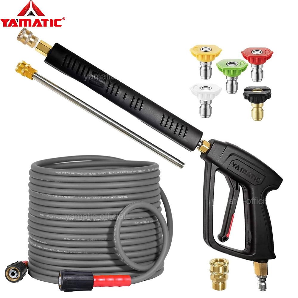 YAMATIC Pressure Washer Gun and Hose Kit 3/8″ Swivel/M22-14mm Connector