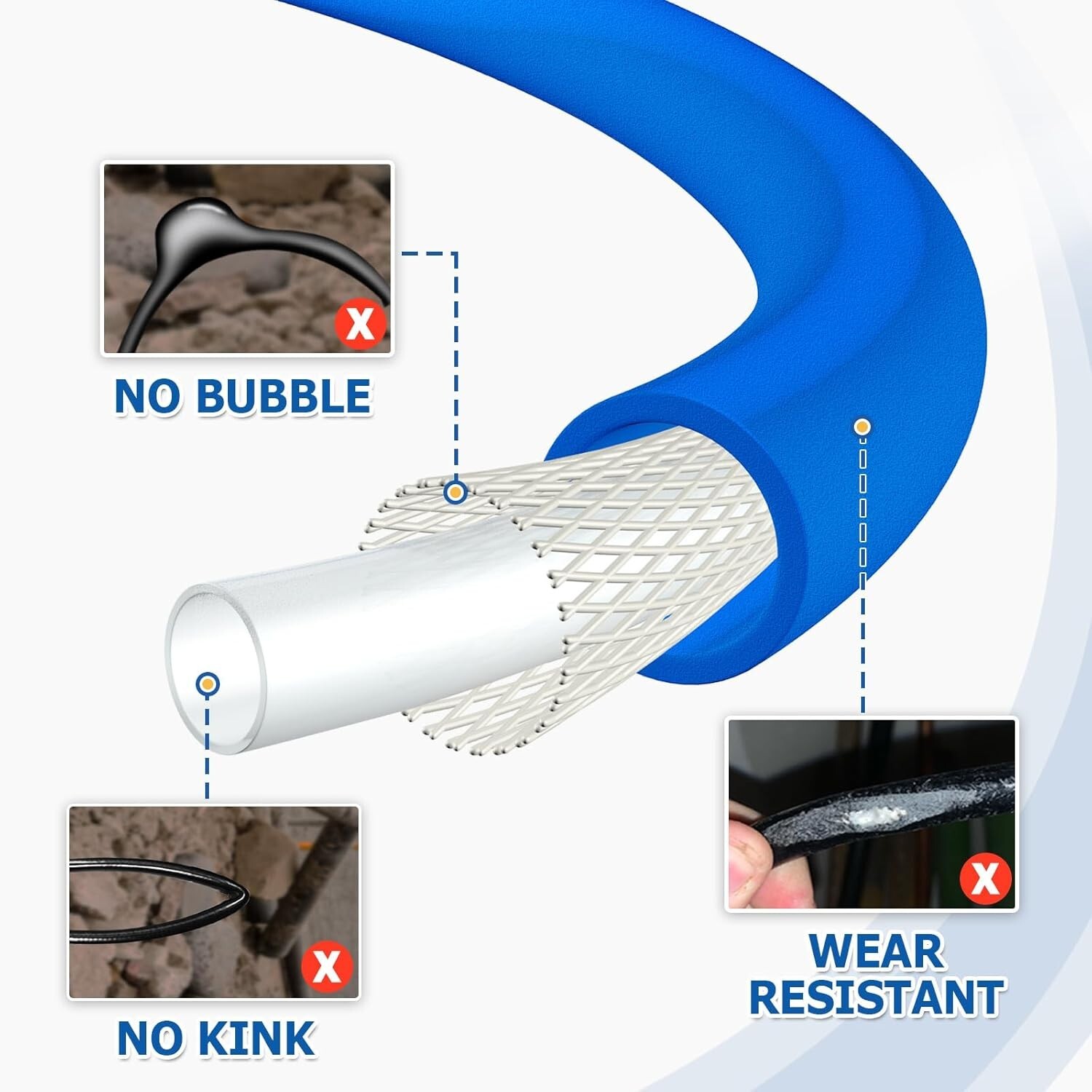 TOOLCY 3400 psi Super Flexible Pressure Washer Hose with 3/8″ Quick Adapters
