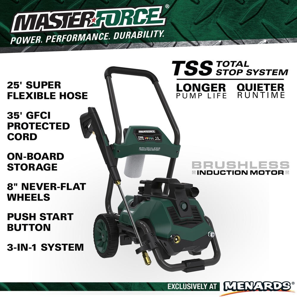2300 PSI 1.5 GPM 13 Amp Corded Electric Pressure Washer 4 Spray Turbo Nozzle