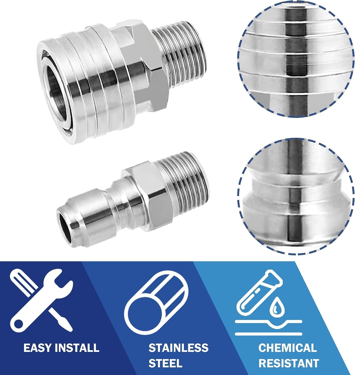 Ball Valve Pressure Washer Adapter Set, 2 Sets 3/8″ Quick Connect Fittings, M…
