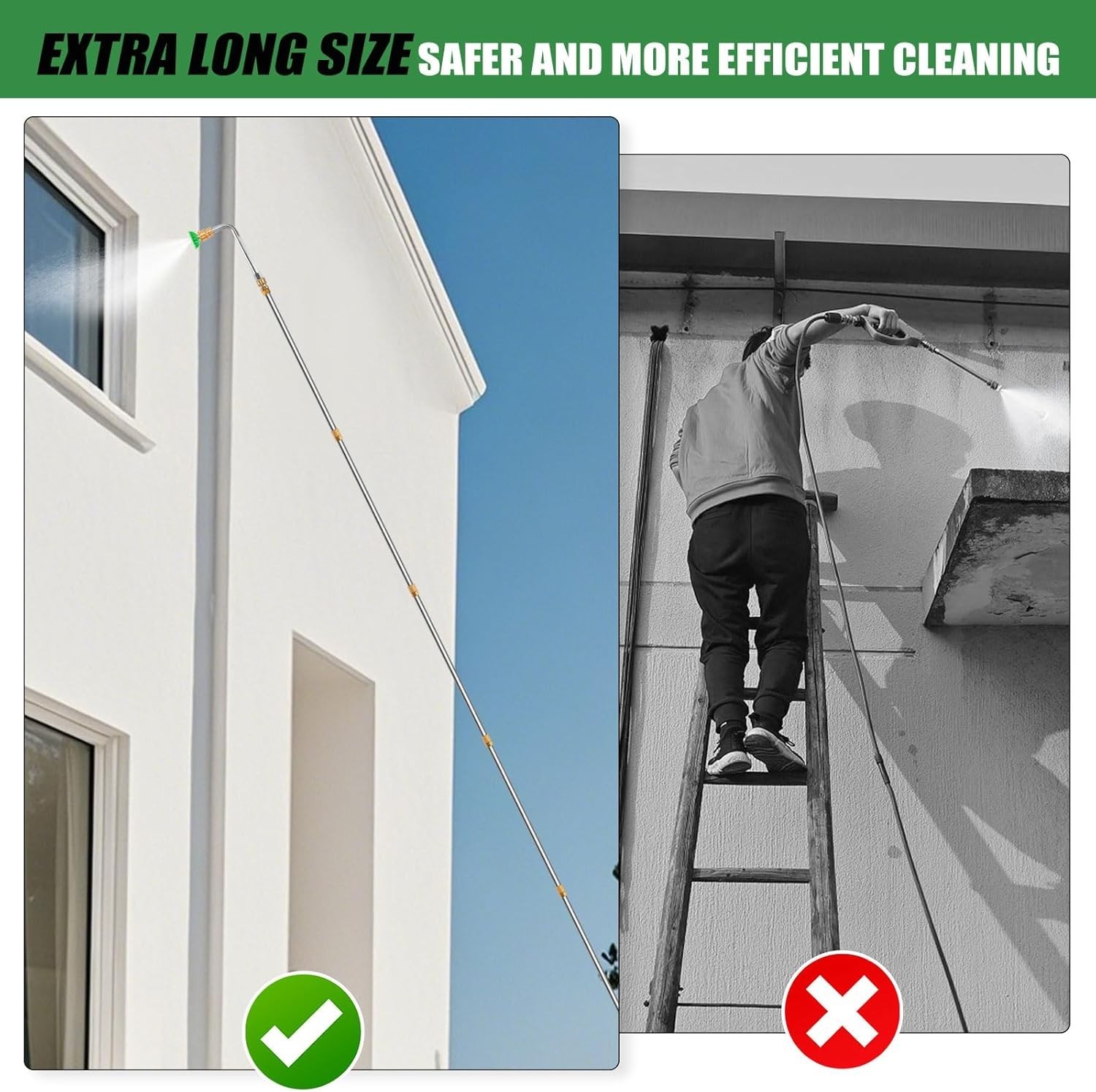 Gutter Cleaning Tools From The Ground, 10Pack 9Ft Pressure Washer Extension Wand