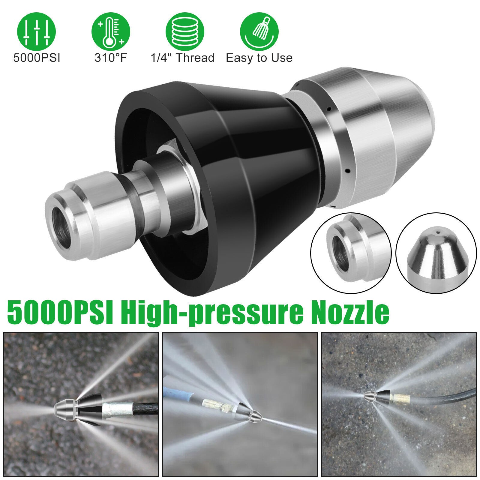 2x Sewer Cleaning Tool High-Pressure Nozzle, Toilet Auger, Clean Out Sewer Pipe