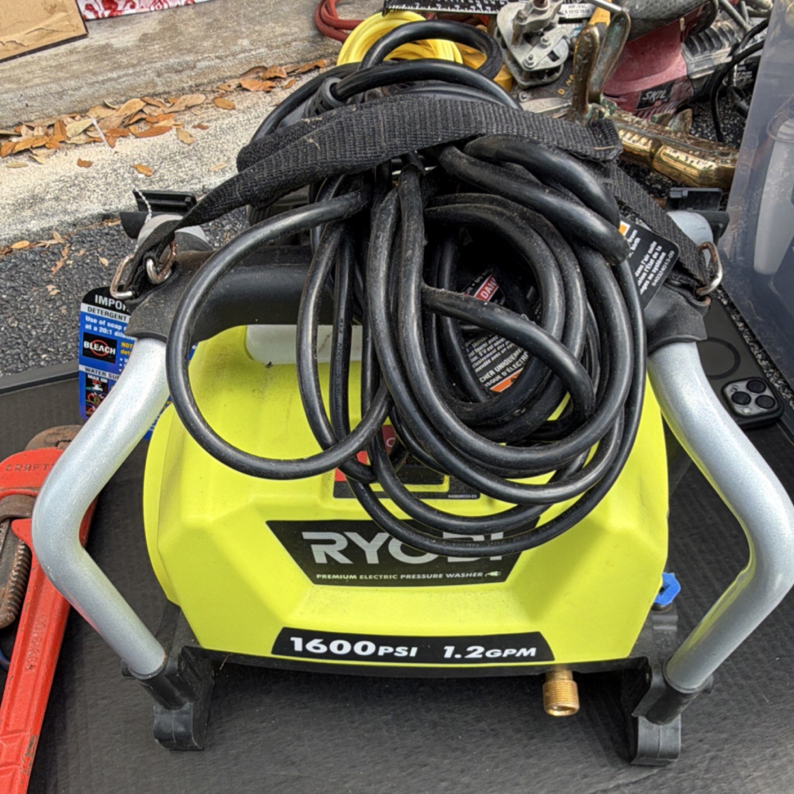 Ryobi RY141600 Electric Pressure Washer 1600 PSI Soap Tank Turbo Nozzle Hose