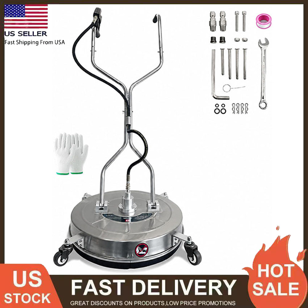 24″ Pressure Washer Surface Cleaner 4900PSI w/ 4 Wheels & 2 Handles for Driveway