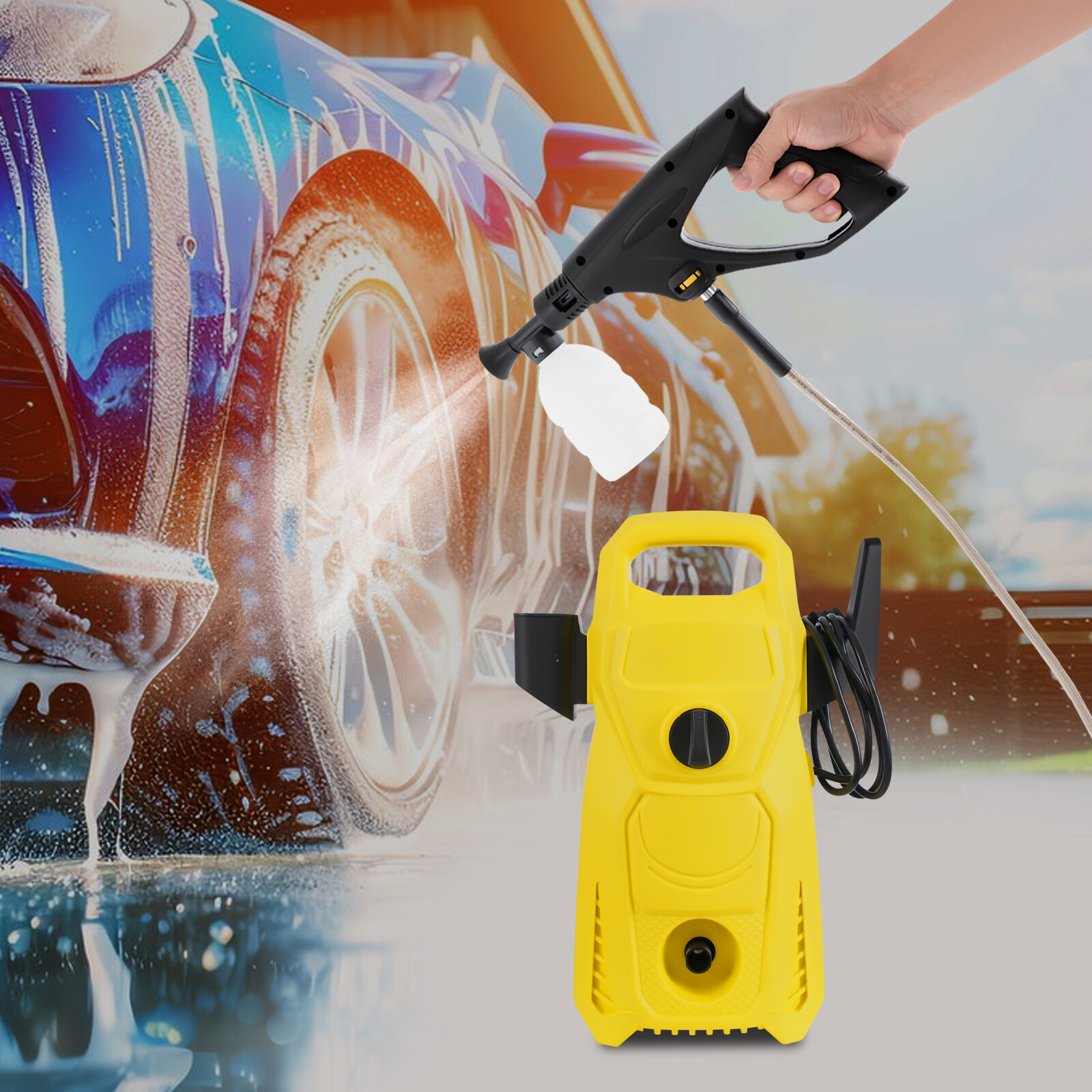Yellow Black Electric Pressure Washer Portable Small DIY Patio Car Cleaner