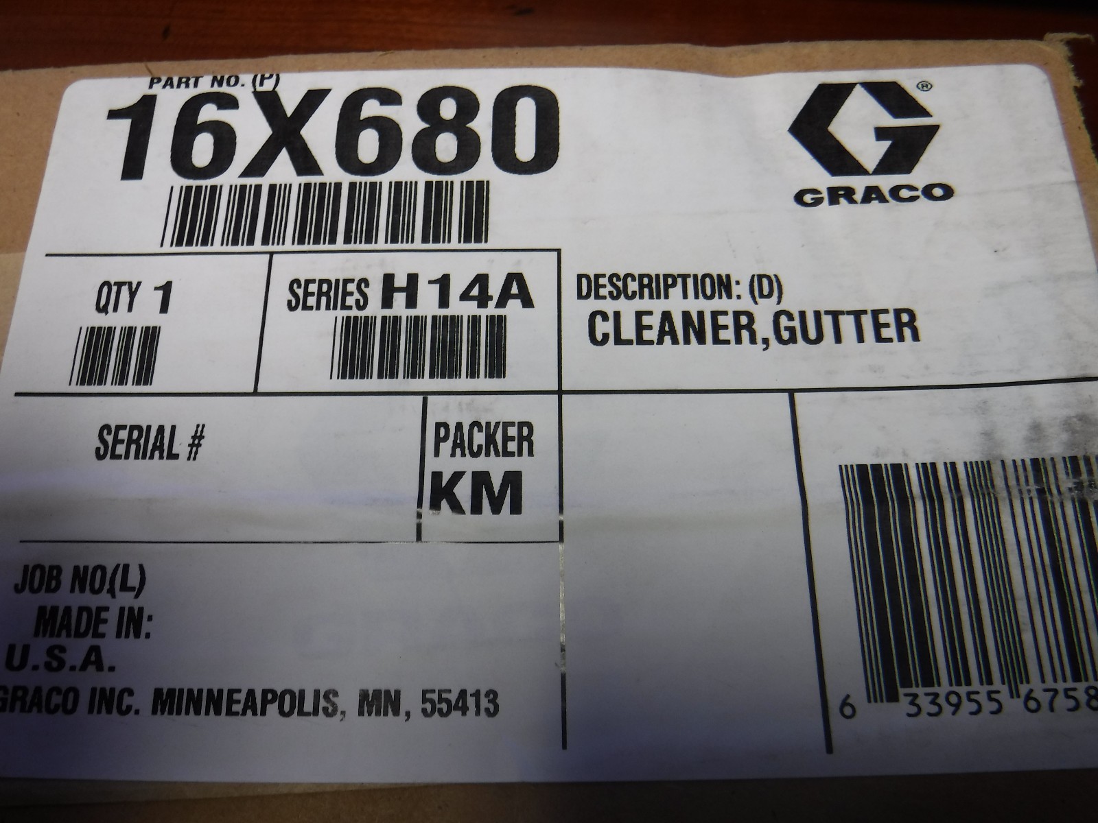 Genuine Graco Cleaner,Gutter (PN: 16X680) **BRAND NEW IN BOX**