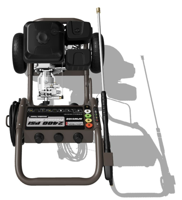 Gentron Pressure Washer 2400 PSI, 2.1 GPM Detergent JD Engine 7 HP 208cc Gray