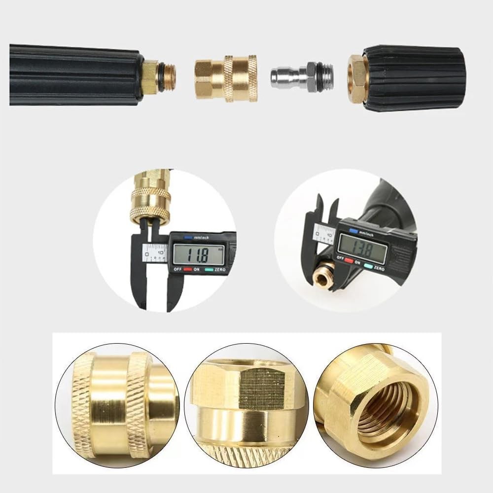 2 Pack Pressure Washer Adapter Set Quick Connect Kit 14mm M14x1.5 to 1/4 Inch…