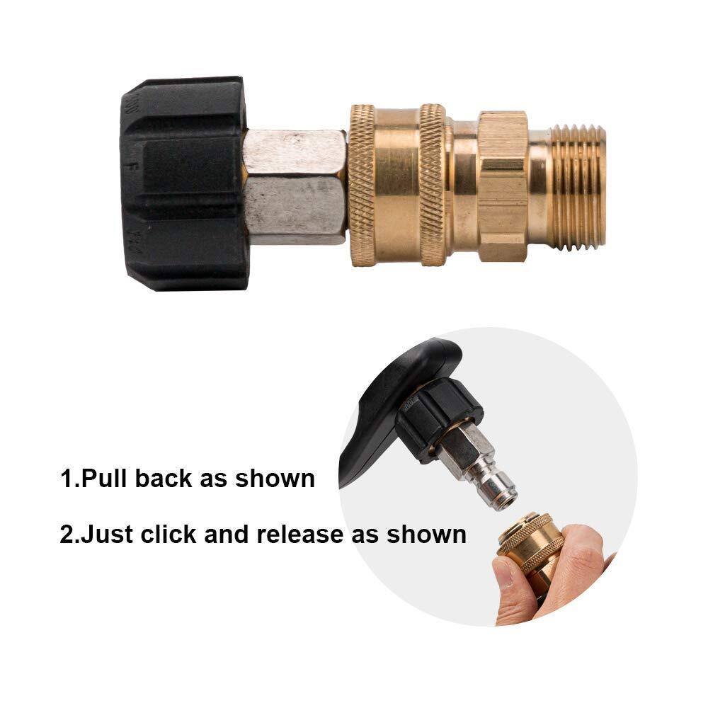 Pressure Washer Adapter Set M22-14mm Female to M22-14mm Male Quick Connect
