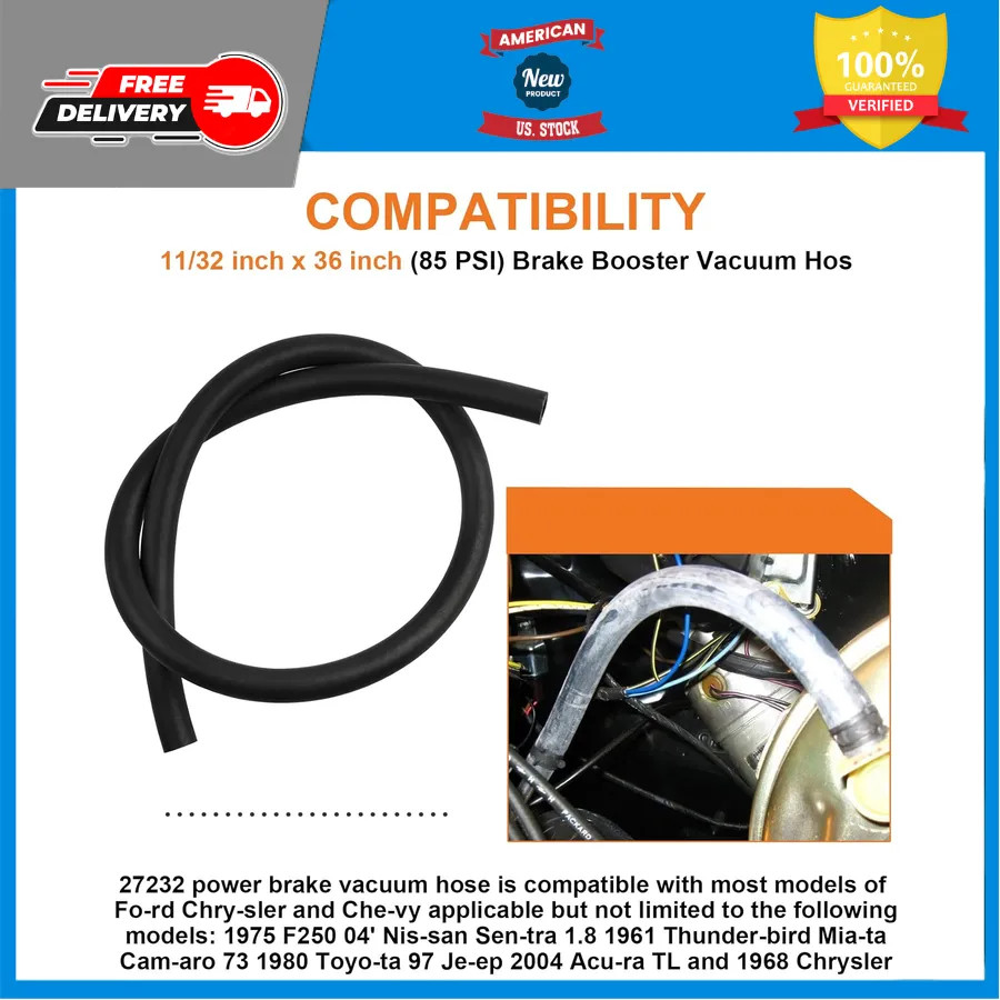 27232 Brake Booster Vacuum Hose 11/32′ x 36′ 85 PSI Automotive Replacement Line