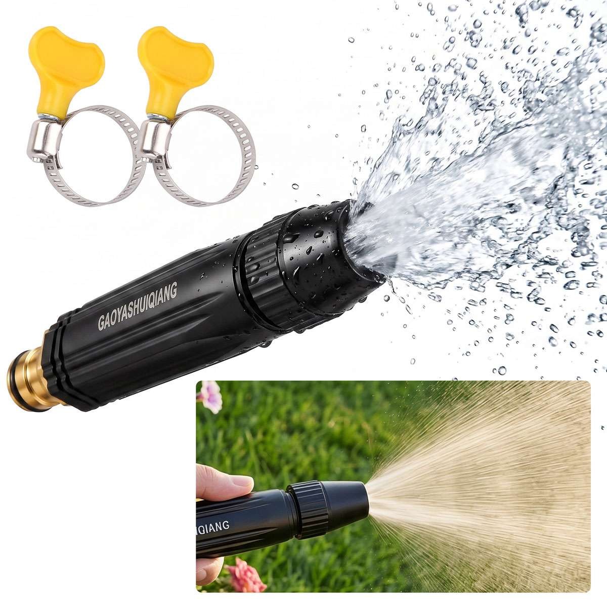 High Pressure Hose Nozzle Water Spray Gun Car Wash Garden Jet Sprayer Adjustable