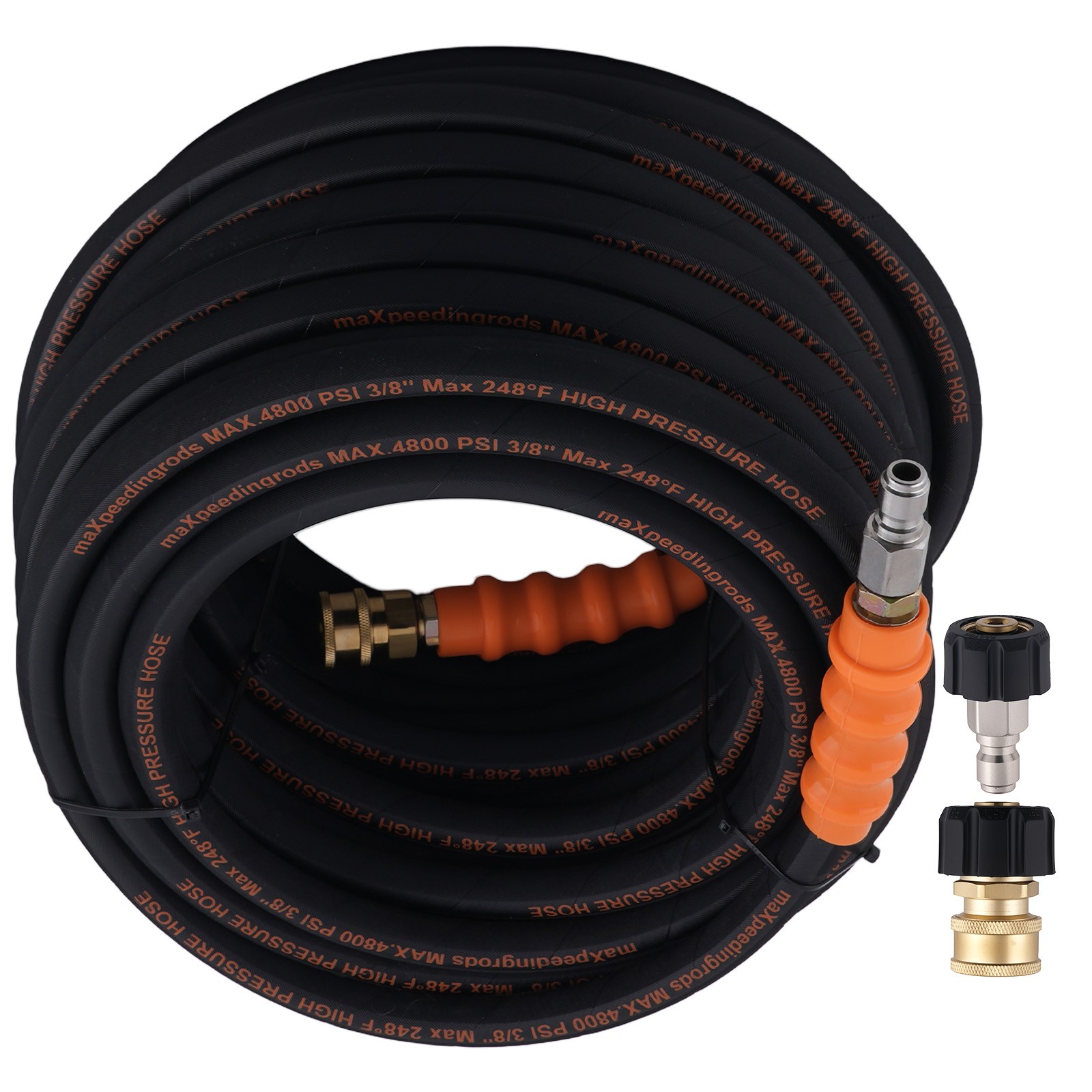 75FT 3/8″ High Pressure Washer Hose 4800PSI Replacement 248°F Steel Wire Braid