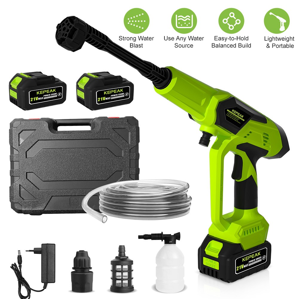High Pressure Water Spray Gun Hose Nozzle Car Wash Cleaning Tool + 2 Batteries