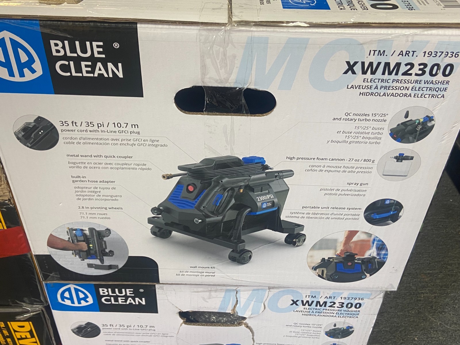 AR Blue Clean XWM2300 2300 PSI 1.3 GPM, 3-In-1 Electric Pressure Washer NEW