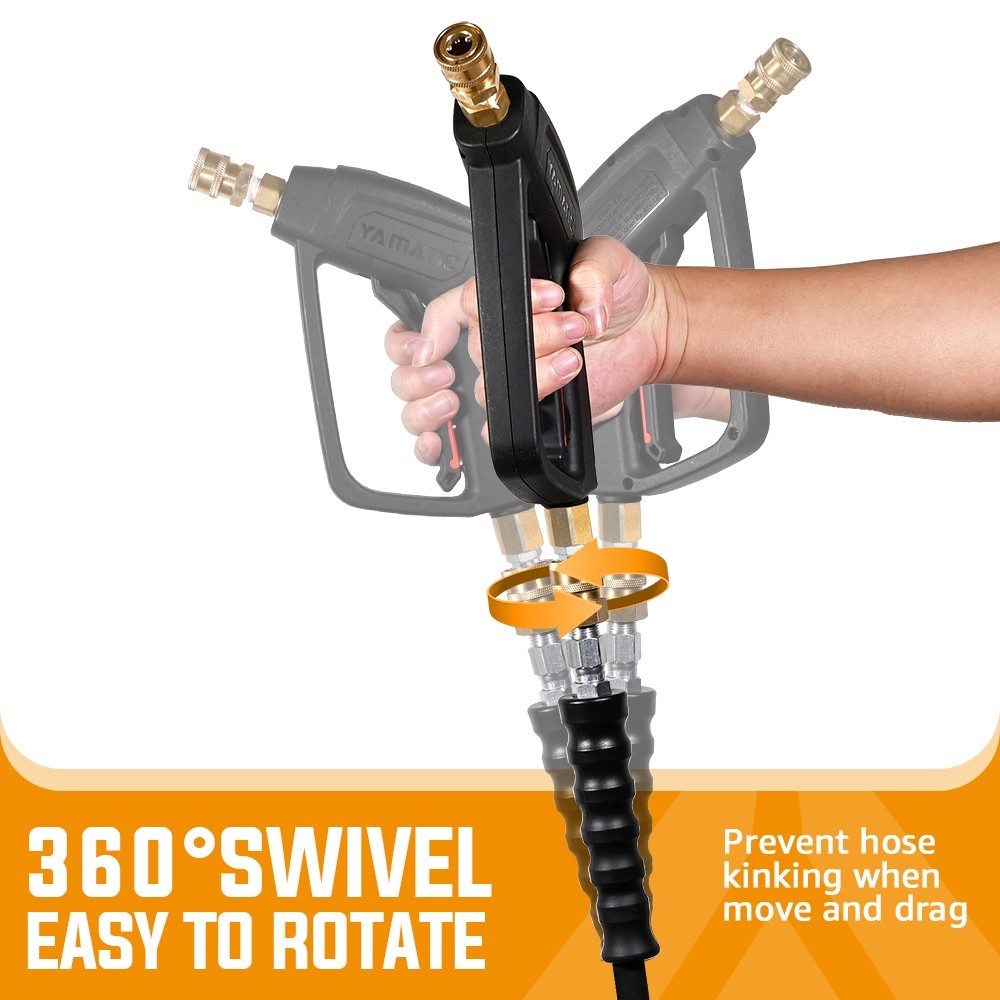 YAMATIC 4000 PSI Pressure Washer Gun and Rubber Power Washer Hose Kit, 50/100 FT