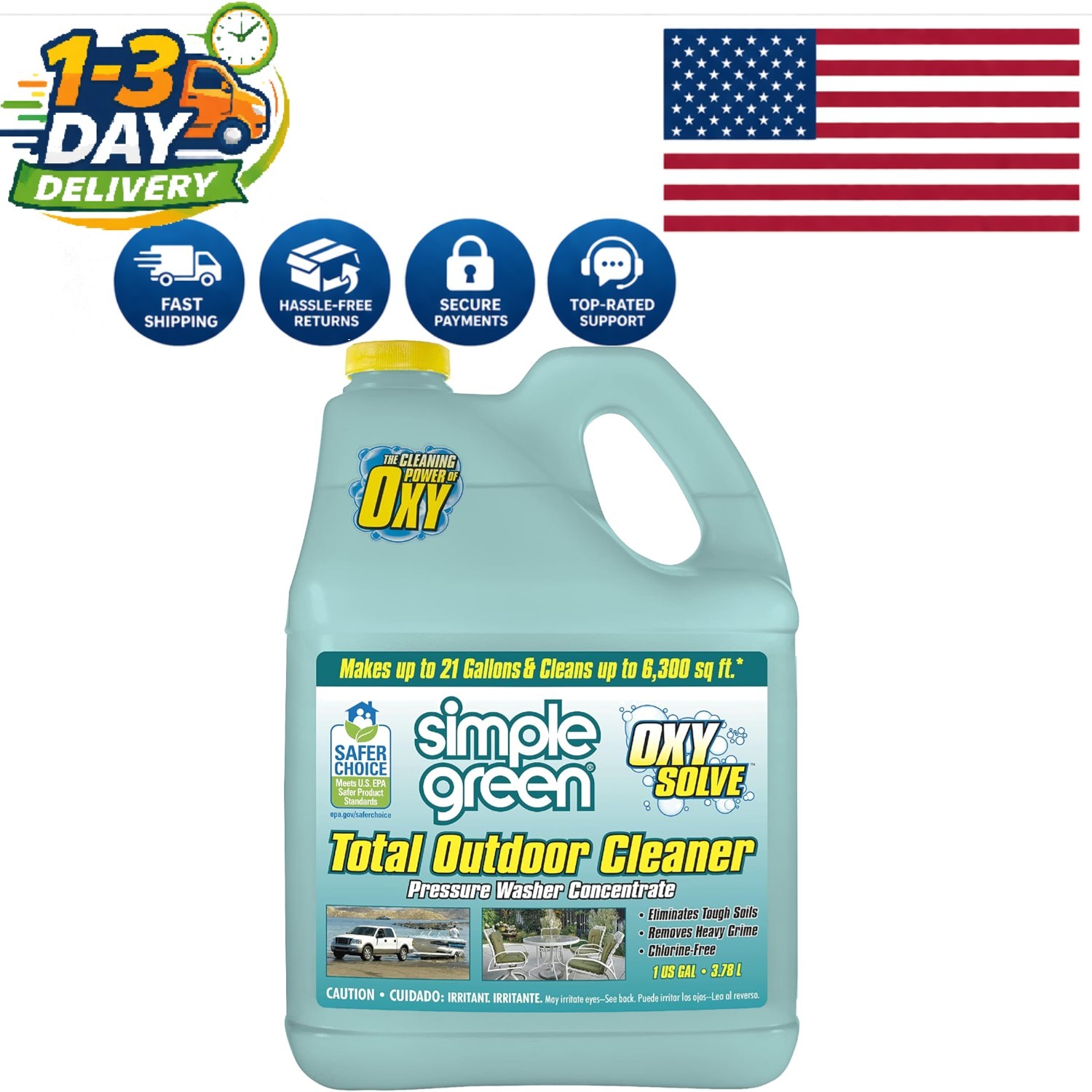Oxy Solve Total Outdoor Cleaner 1 Gallon – Unscented and Chlorine-Free Formula