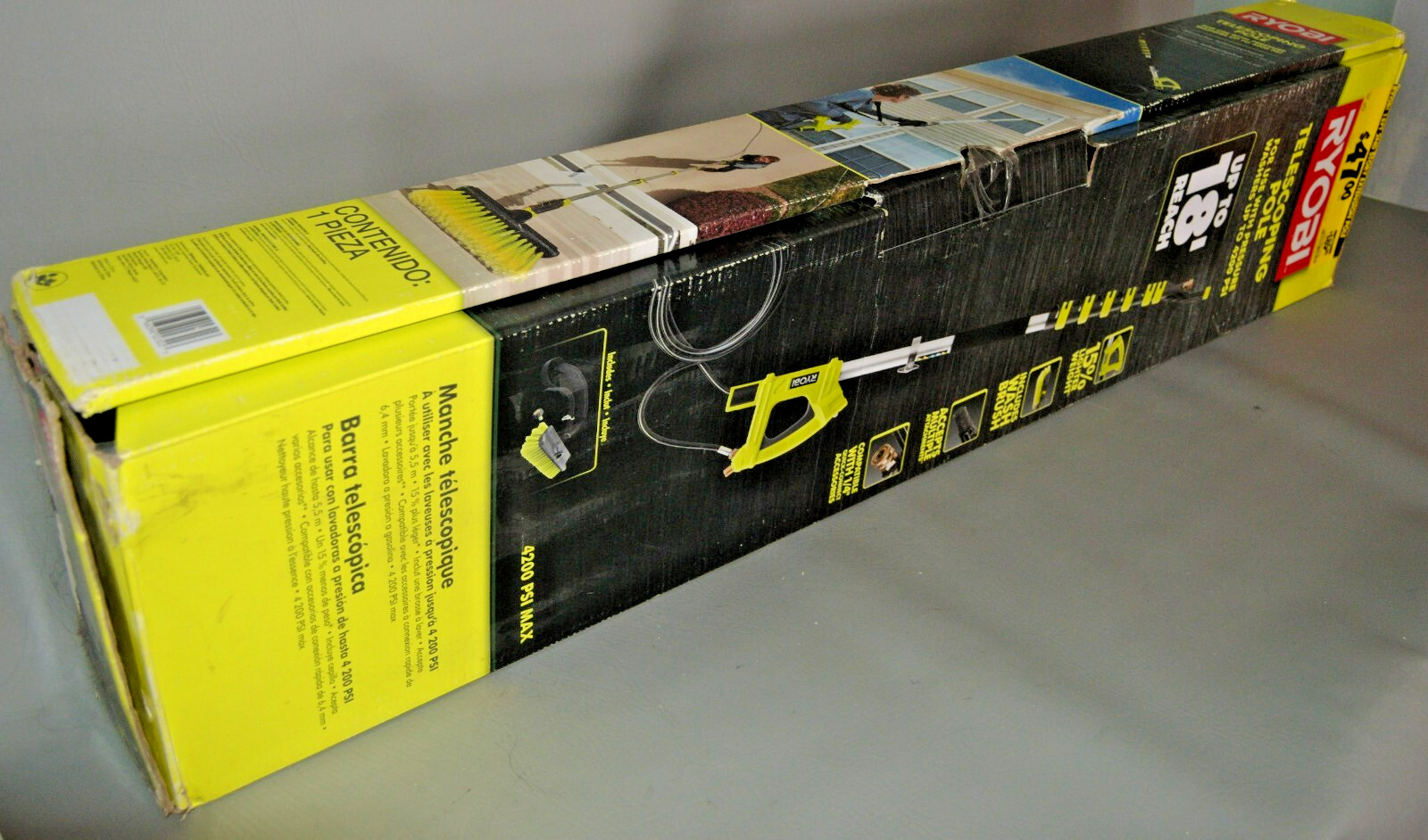 Ryobi 18 ft Pressure Washer 18ft Telescoping Pole Extension W/ Brush RY31EP26