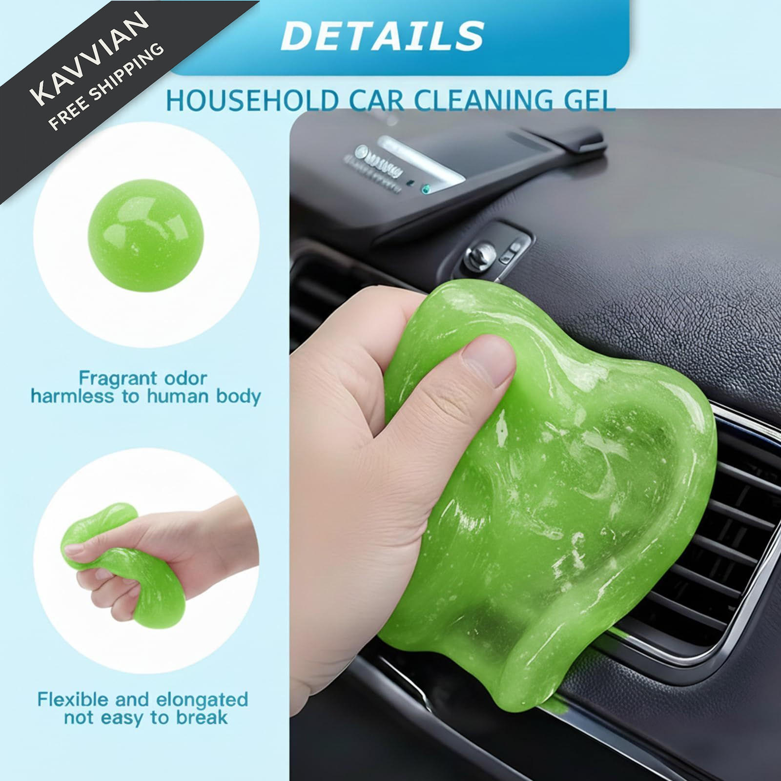 MysticHome for Car Cleaning Gel 160g,Reusable Putty 5.0 OZ, A1-Green