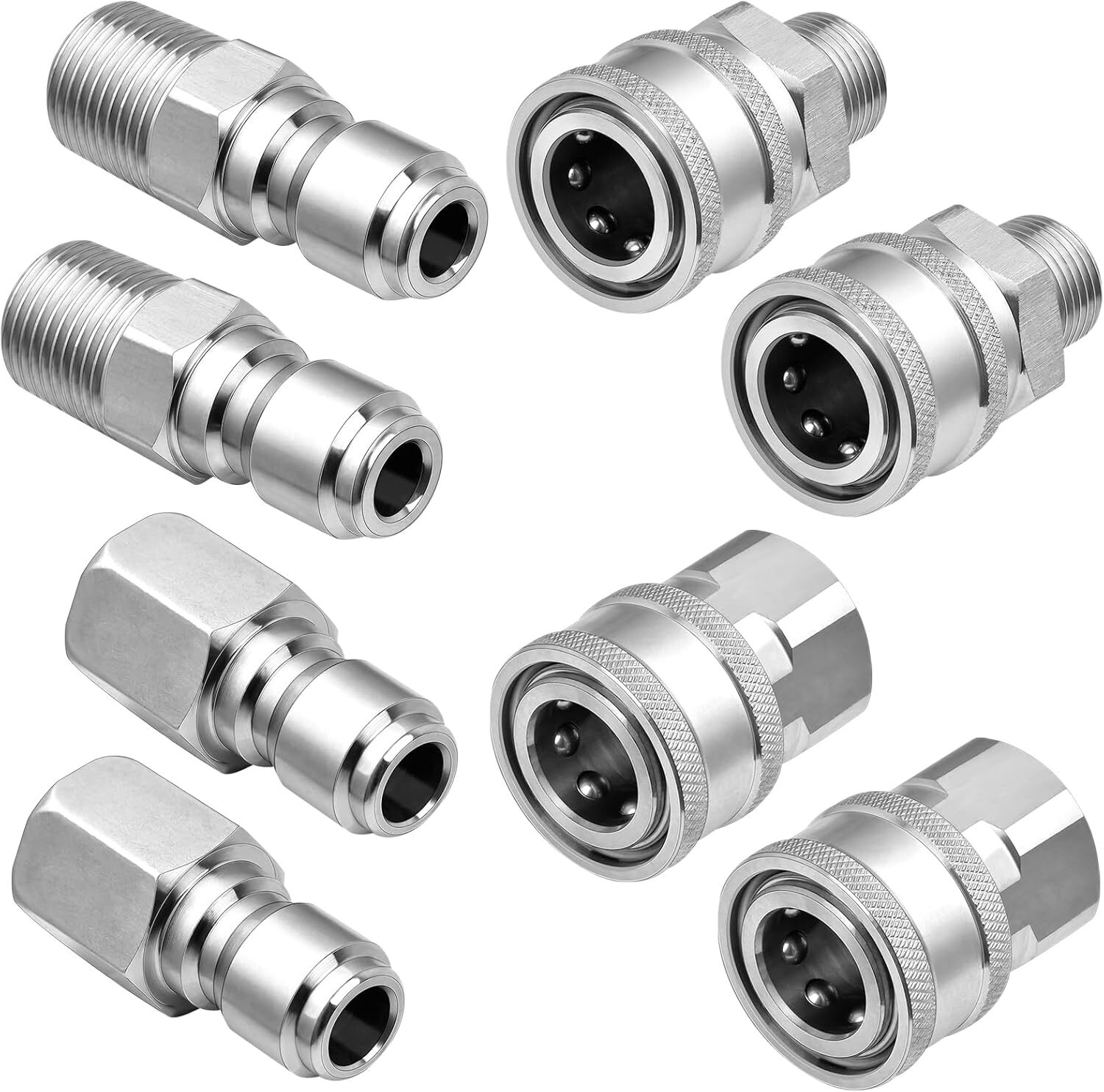 4 Set NPT 3/8 Inch Pressure Washer Coupler, Quick Connect Fittings, Stainless…