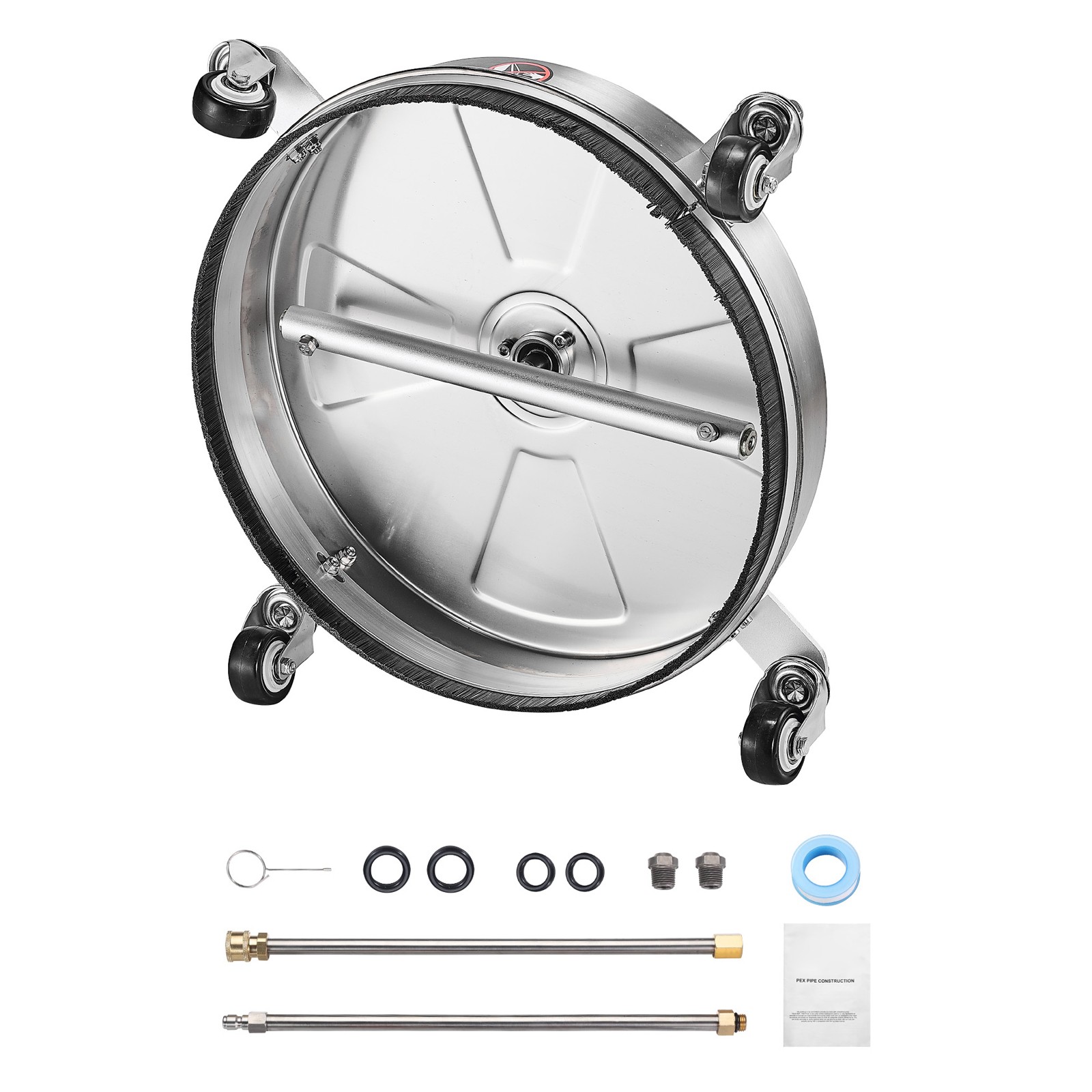 15″ Pressure Washer Surface Cleaner 4 Wheels 4000 Max PSI 2 Extended Wands