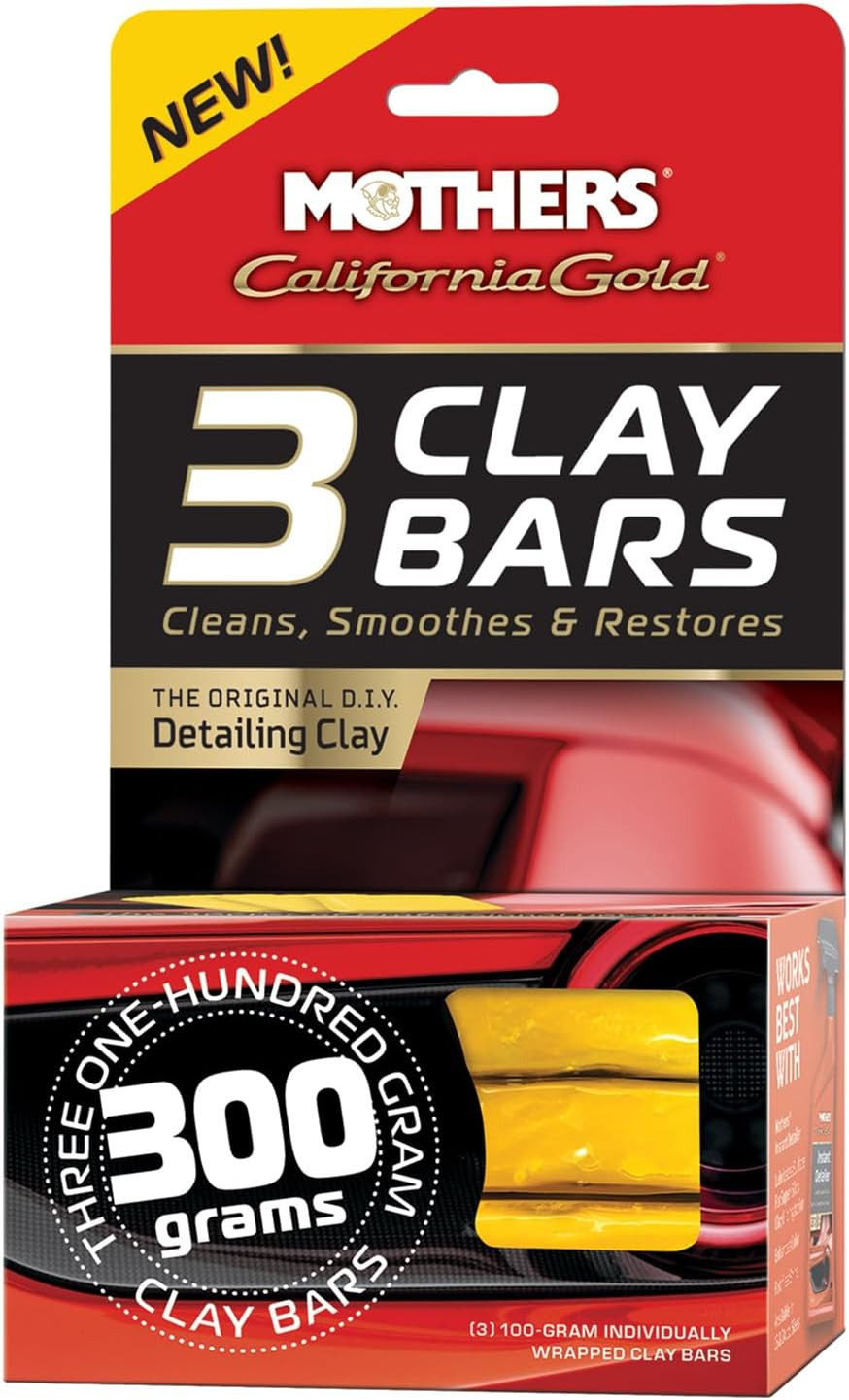 California Gold 3 Clay Bars, 3 100-Gram — Removes Overspray, Brake Dust, Bugs &