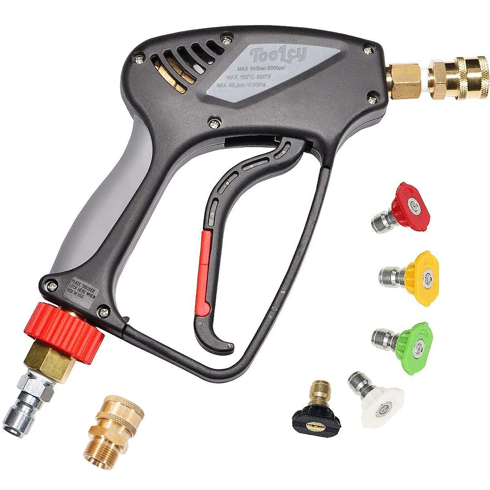 TOOLCY Pressure Washer Short Gun, Commercial 5000 PSI / 10.5 GPM with Nozzle