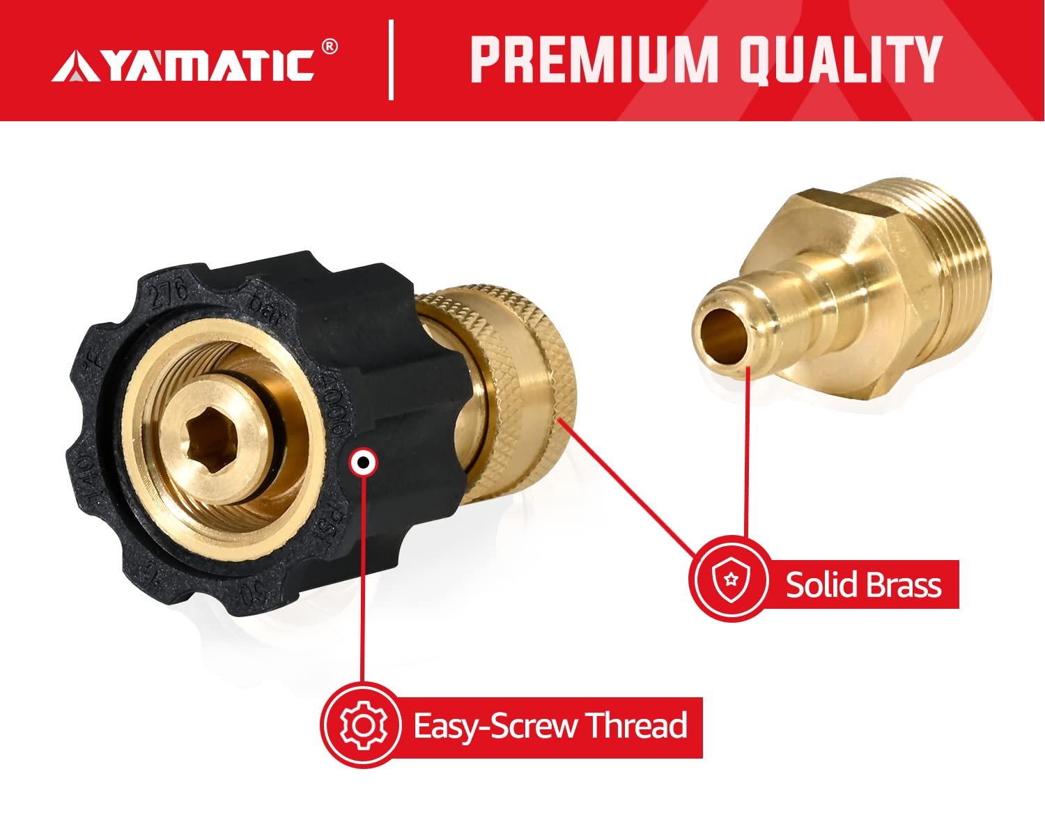2 PCS 1/4 Quick Connect Adapters, M22-14mm Fittings, 4000 PSI, Hose Couplers