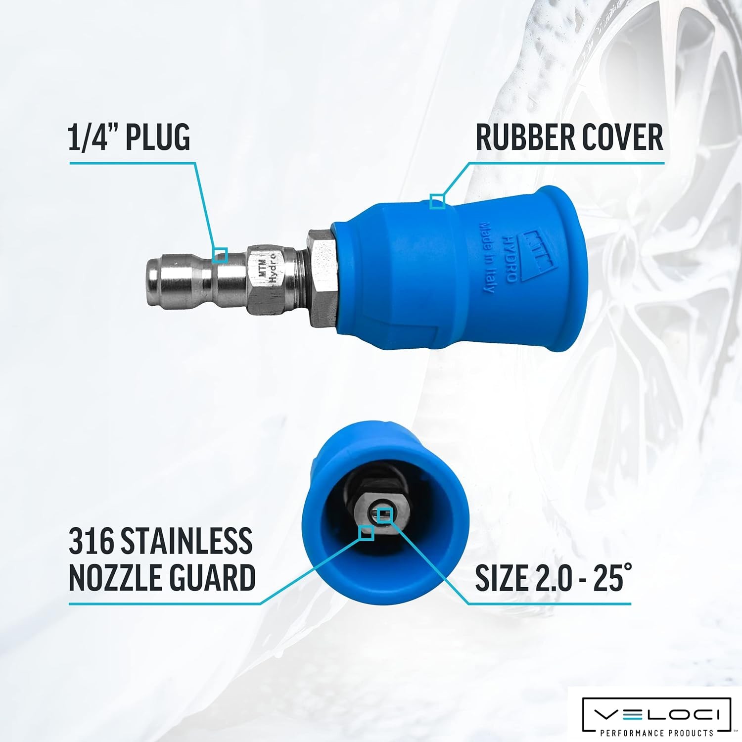 MTM Hydro Acqualine Pressure Washer Nozzle Guard with 1/4”, 25 Degrees 2.0