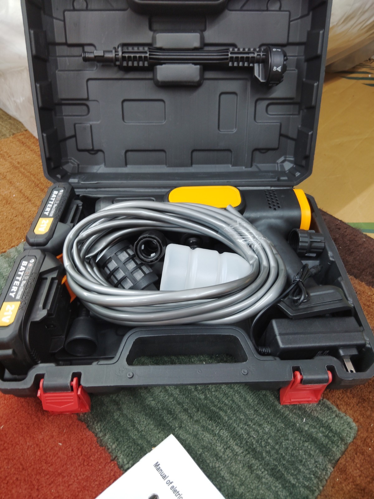 21V Cordless Battery Cold Water Pressure Washer Kit w/ Hose Gun Case Charger