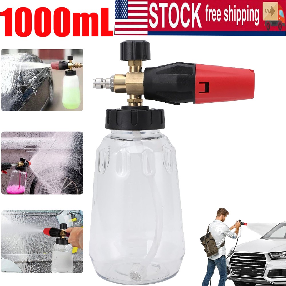 1/4″ Snow Foam Washer Gun Car Wash Soap Lance Cannon Spray Pressure Jet Bottle