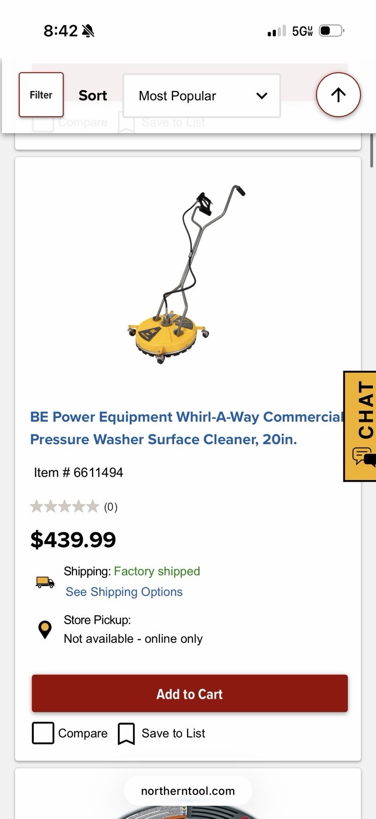 BE Power Equipment 20in 4GPM-8GPM 4000-8000 PSI Surface Cleaner W/100 Ft Hose