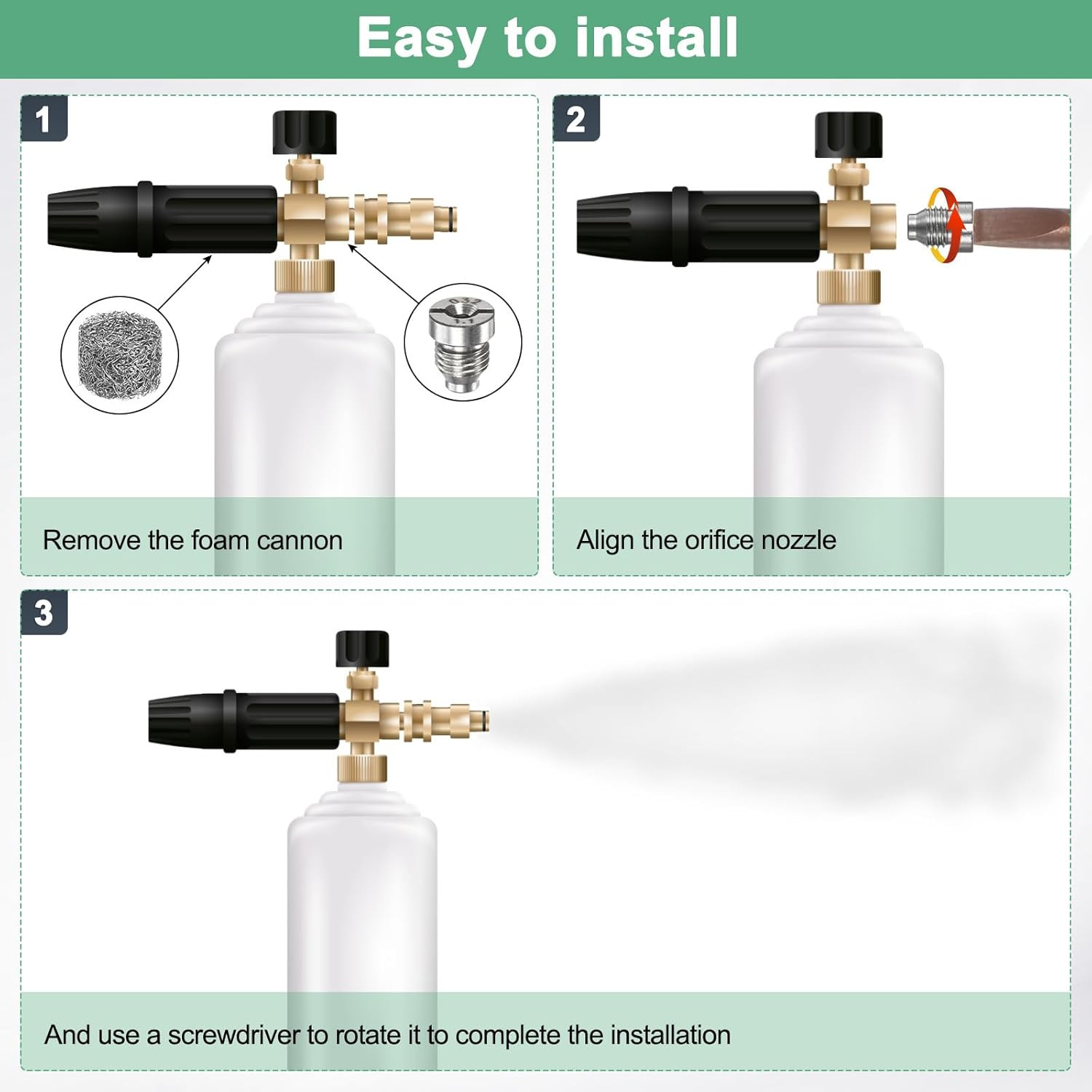 4-Set Foam Cannon Orifice Nozzle, 1.1Mm Stainless Steel Universal Thread Tips Wi