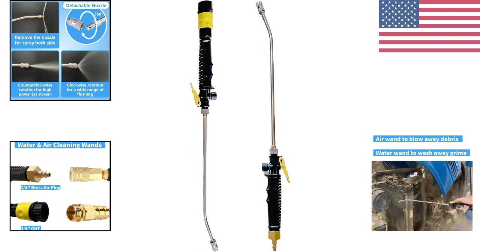 Multi-Port Stainless Steel Cleaning Wands – Perfect for Agriculture & Automotive